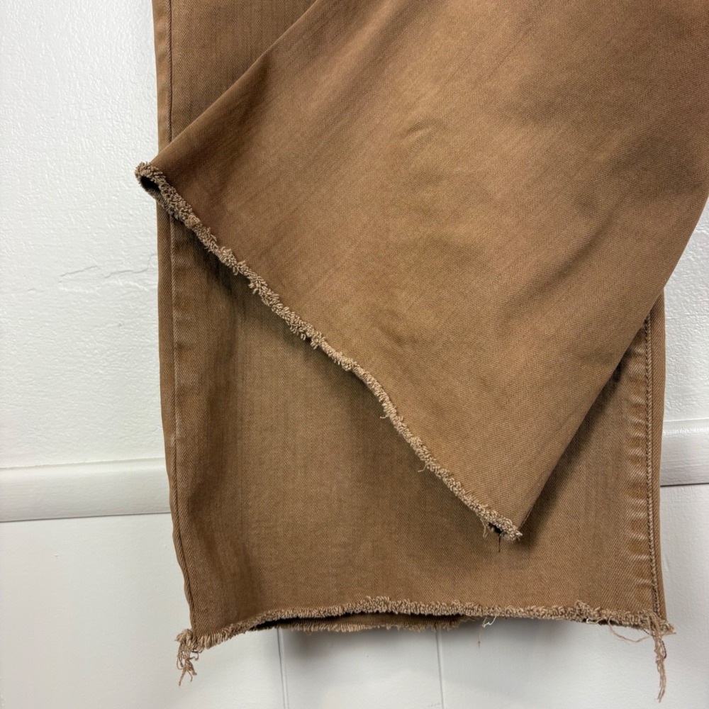 Oat New York‎ High Rise Wide Leg Cropped Jeans Size 8/29 Harvest Brown Raw Hems - Picture 7 of 14